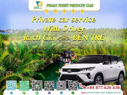 Private Car From Rach Gia <=> Ben Tre (private car with driver)